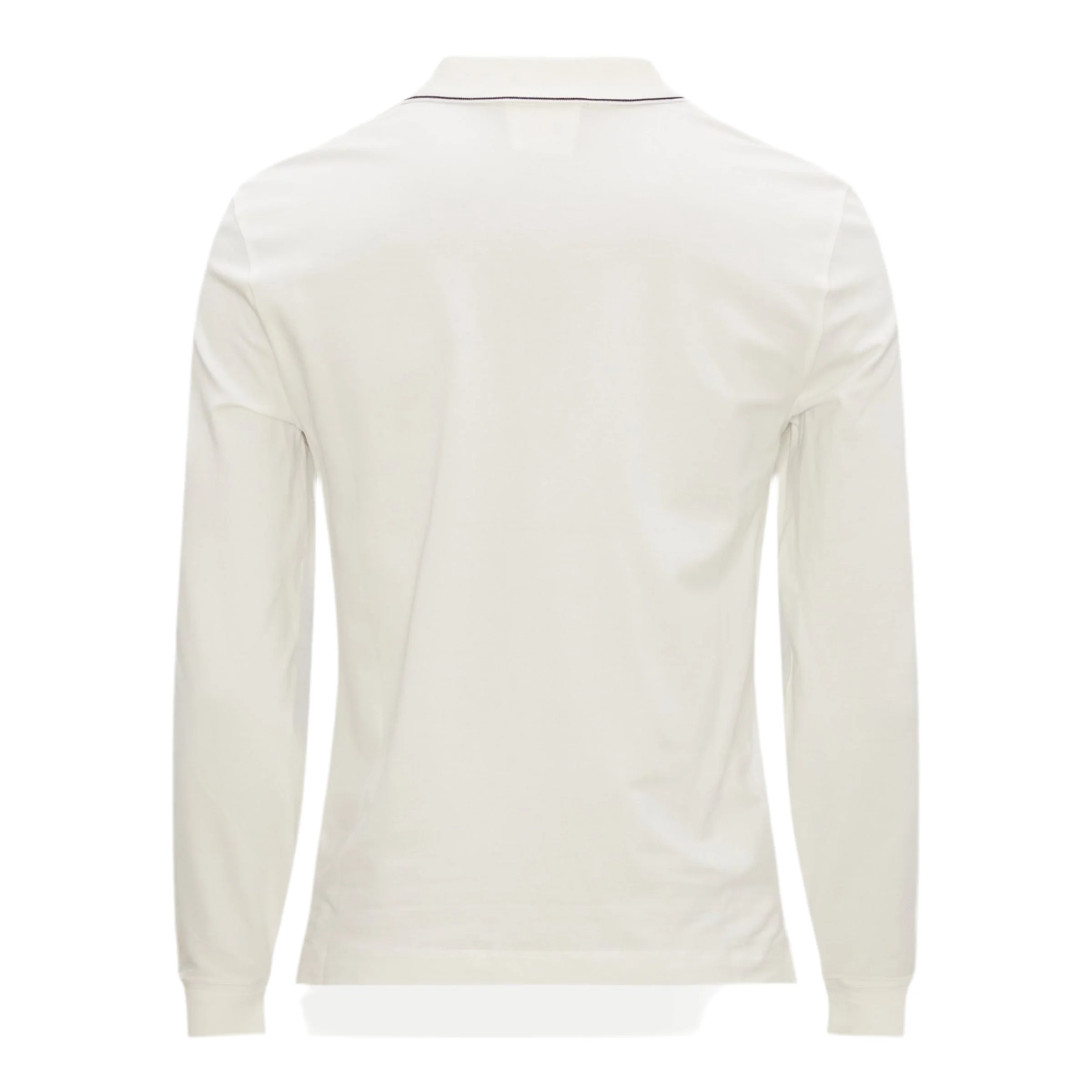 Cp Company 070A Slim Fit Long Sleeve Stretch Piquet Polo Shirt in White - Image 2