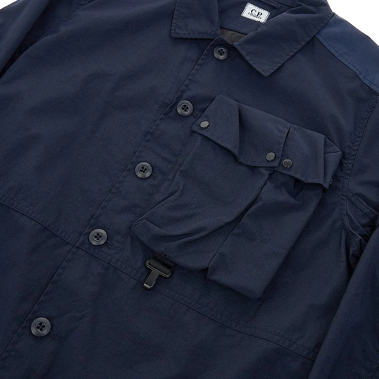 Cp Company Taylon P Button Up Overshirt in Navy - Image 2