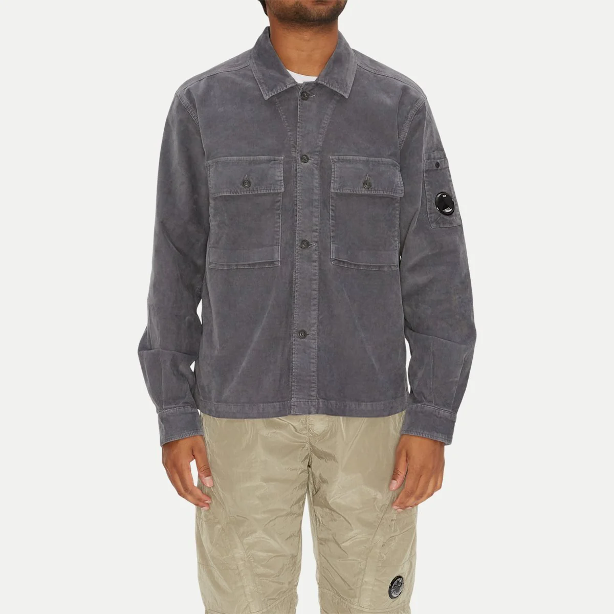 Cp Company Velluto Heavy Lens Shirt in Excalibur Grey - Image 2