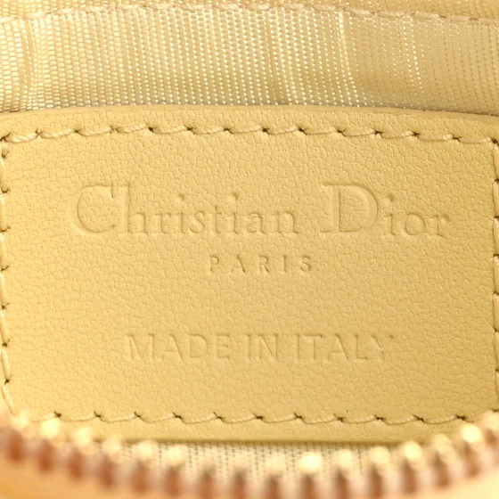 Dior Lambskin Cannage Zipped Key Case In Yellow - Image 3