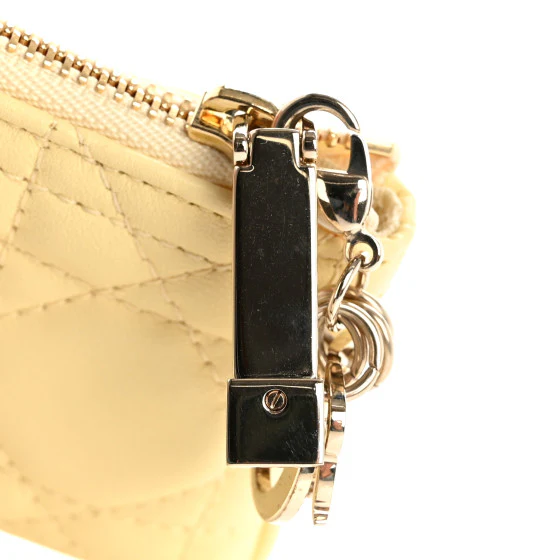 Dior Lambskin Cannage Zipped Key Case In Yellow - Image 5