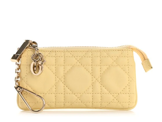 Dior Lambskin Cannage Zipped Key Case In Yellow - Image 8
