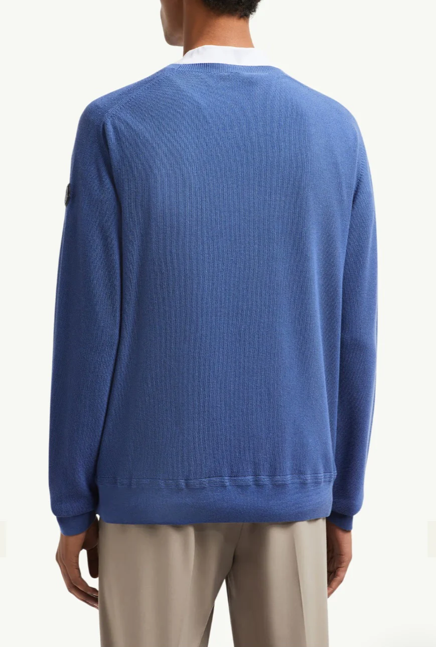 Moncler Fine Cotton Blend Knit In Blue - Image 3