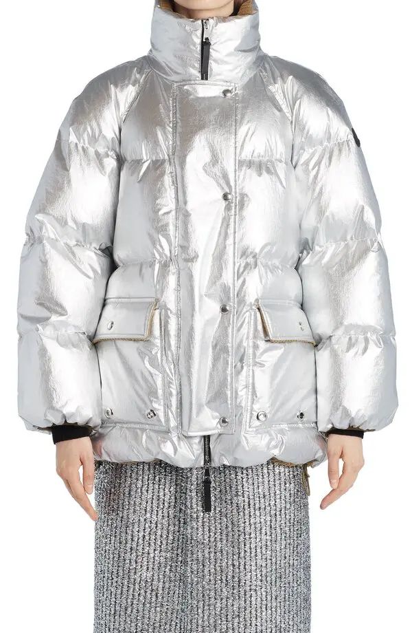 Moncler Ladies Oversized Paquita Down Jacket In Silver - Image 3