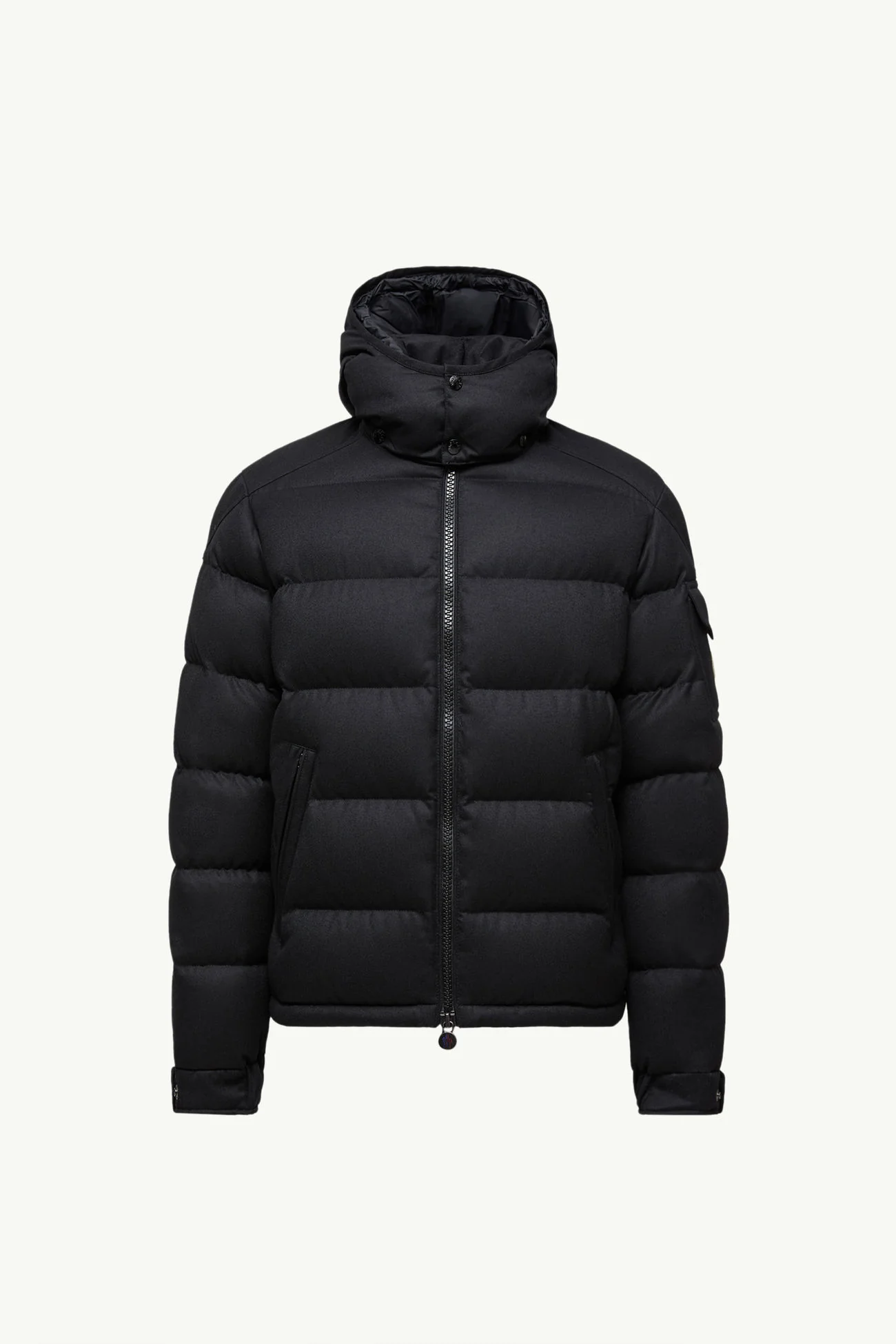 Moncler Montgenvre Hooded Wool Short Down Jacket In Black