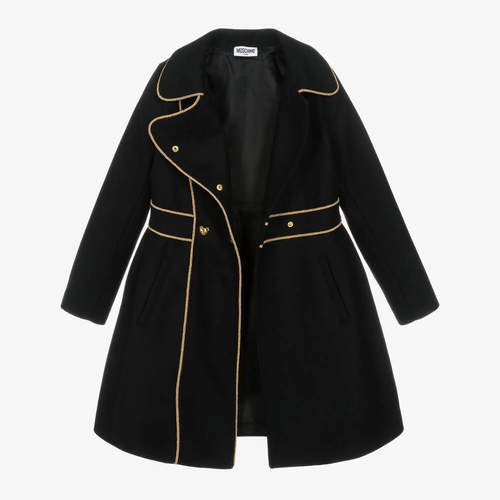 Moschino Junior Couture Teddy Bear Wool Jacket Black - Image 3