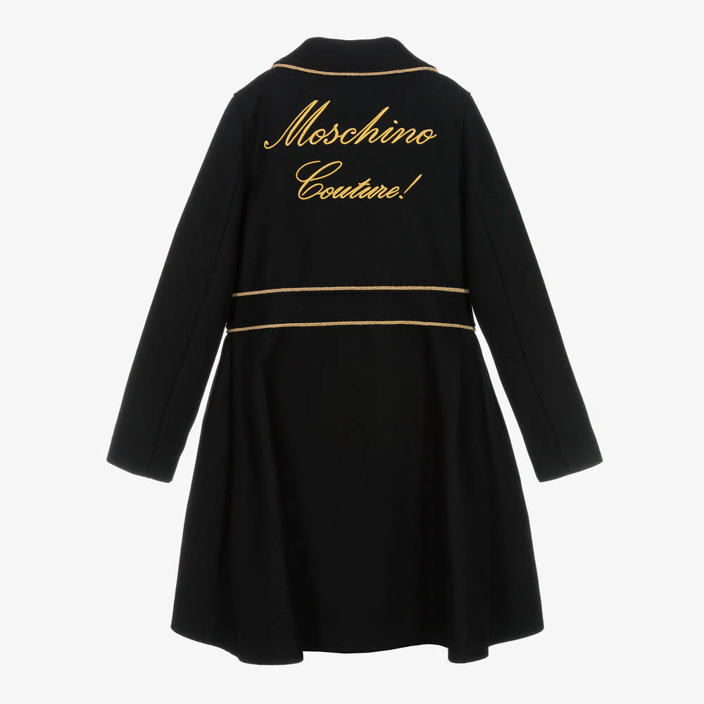 Moschino Junior Couture Teddy Bear Wool Jacket Black - Image 4