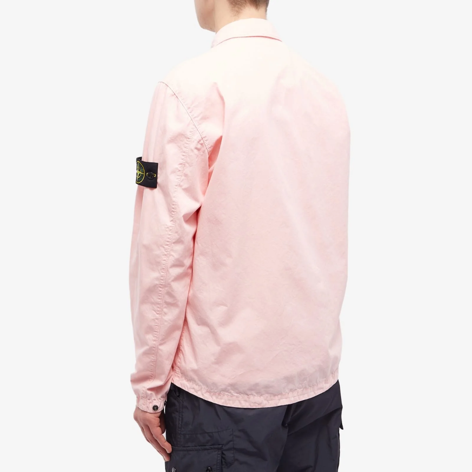Stone Island Brushed Cotton Garment Dyed Overshirt In Pink - Image 3