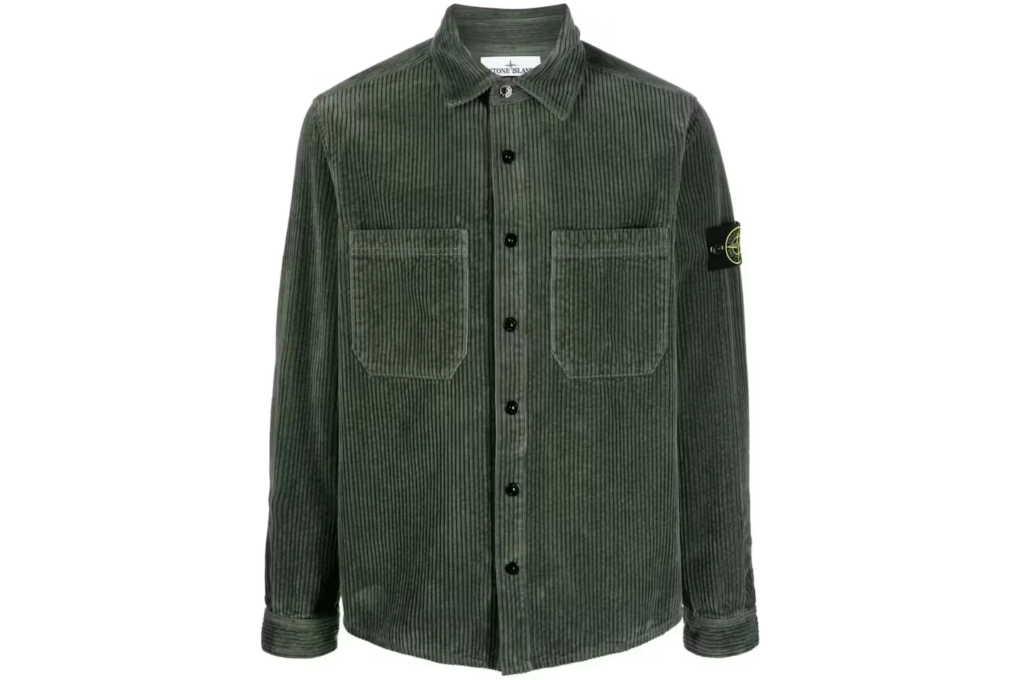 Stone Island Corduroy Overshirt In Green