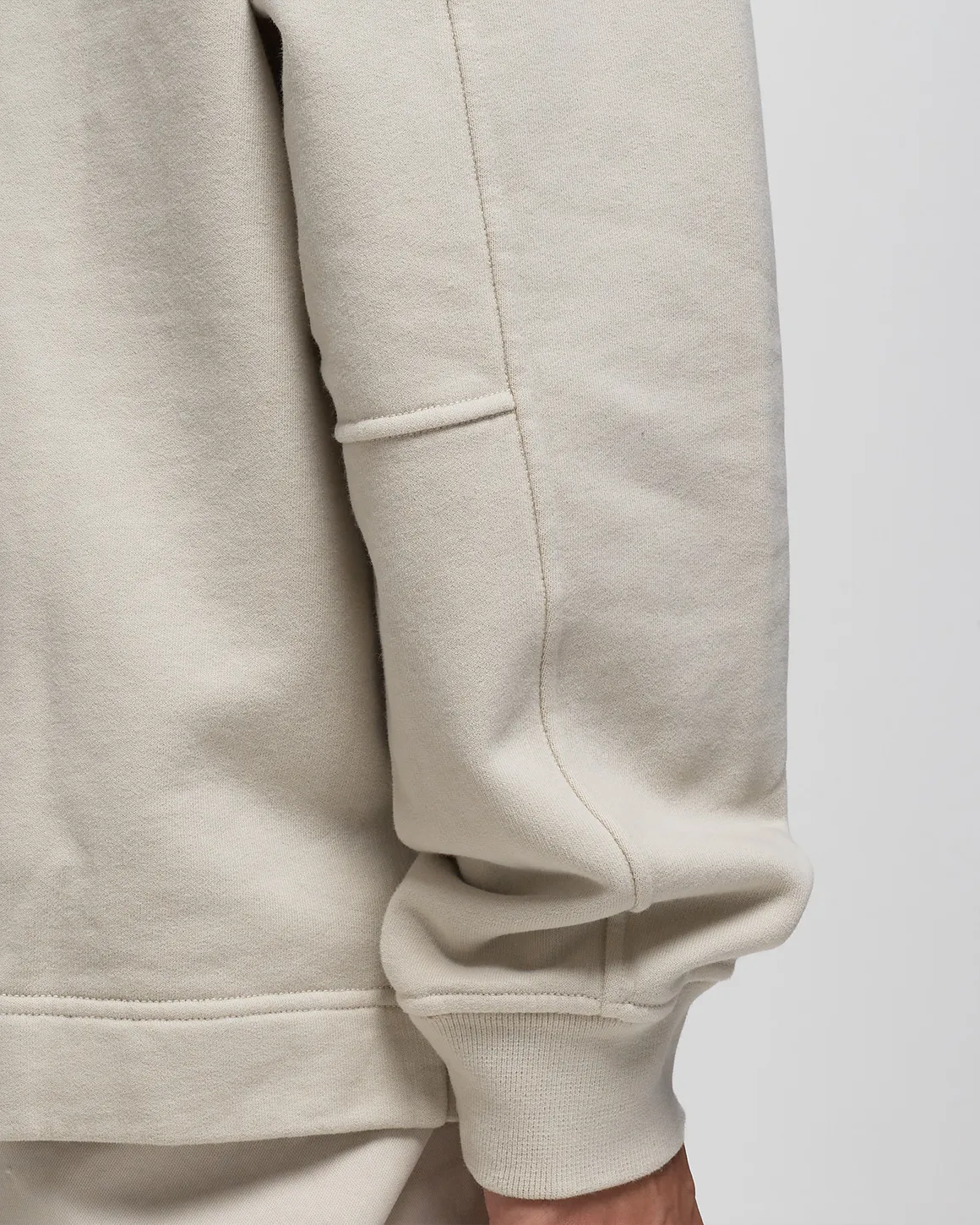 Stone Island Embroidered Logo Cotton Sweatshirt in Stucco (Natural White) - Image 3