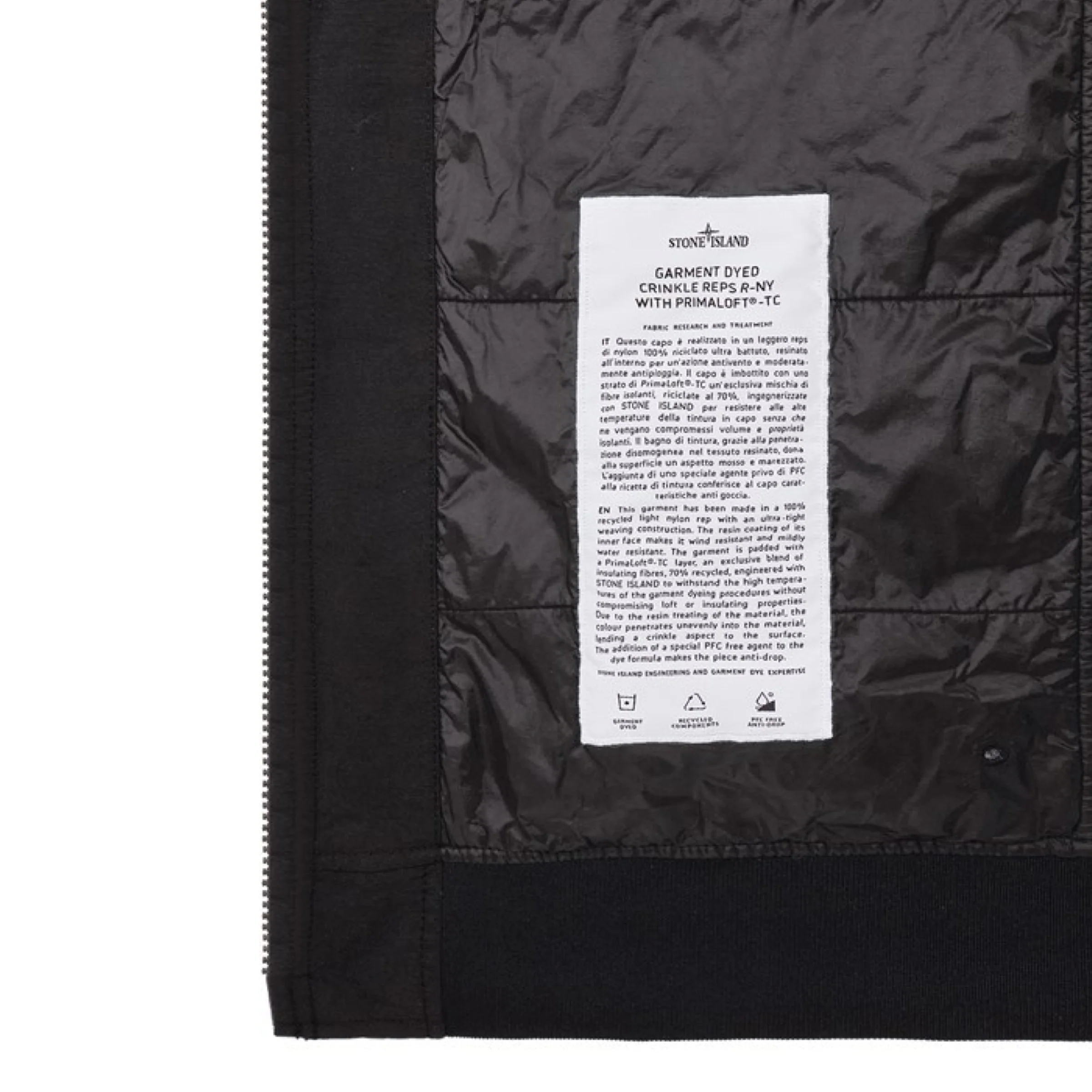 Stone Island Garment Dyed Crinkle Reps R-Ny Primaloft Bomber Jacket in Black - Image 4
