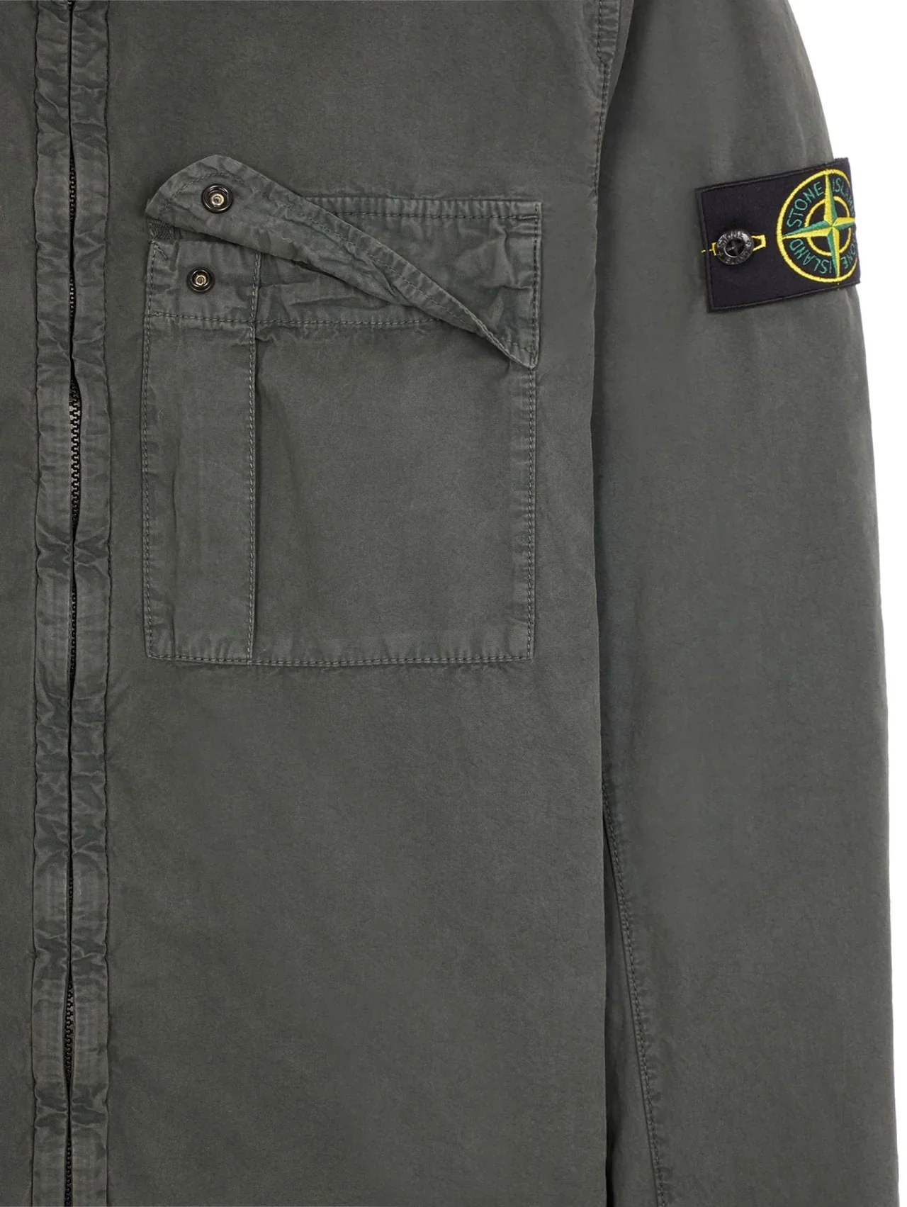 Stone Island Garment Dyed Overshirt Musk Green - Image 3