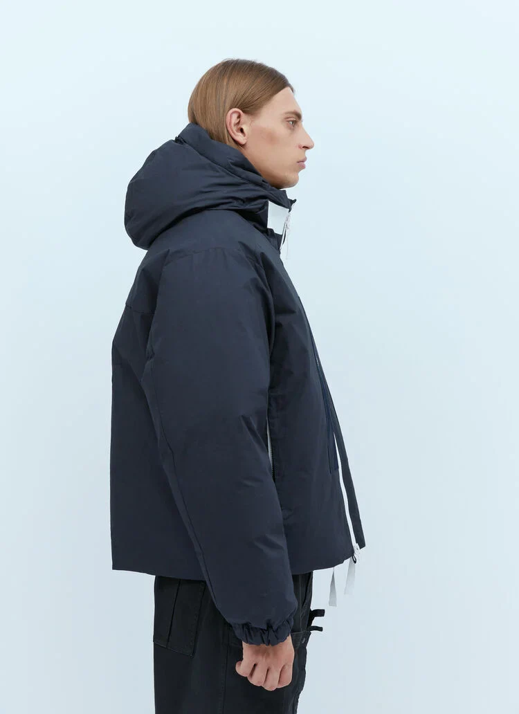 Stone Island Marina Rubber Wax Poplin Down Jacket In Navy - Image 4