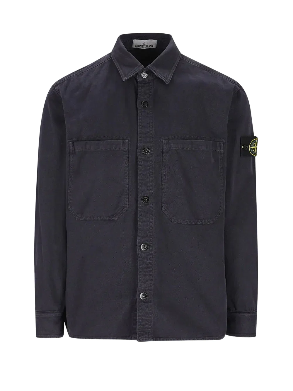 Stone Island Old Effect Garment Dyed Overshirt In Navy