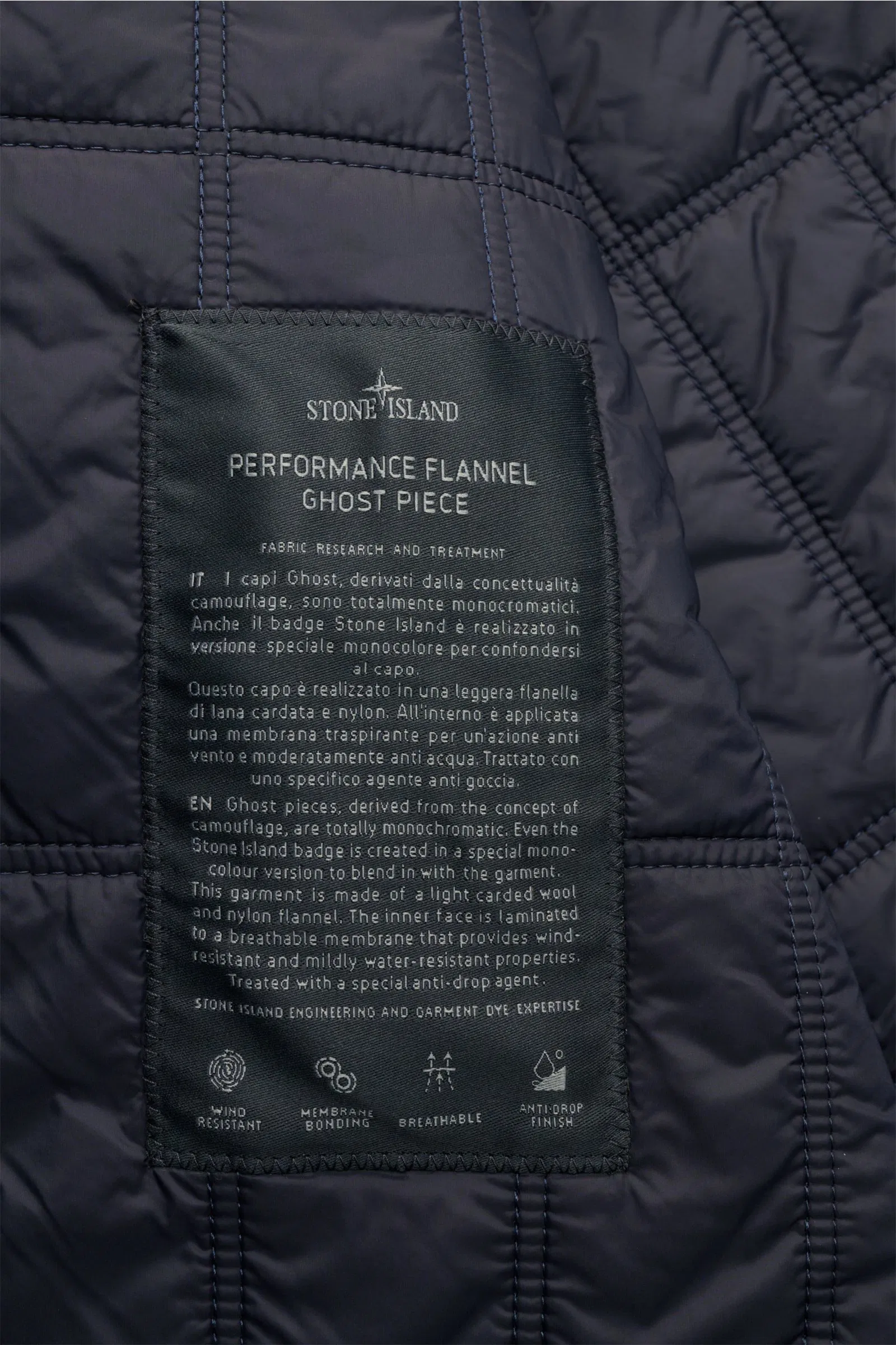 Stone Island Performance Flannel Ghost Piece In Navy - Image 6