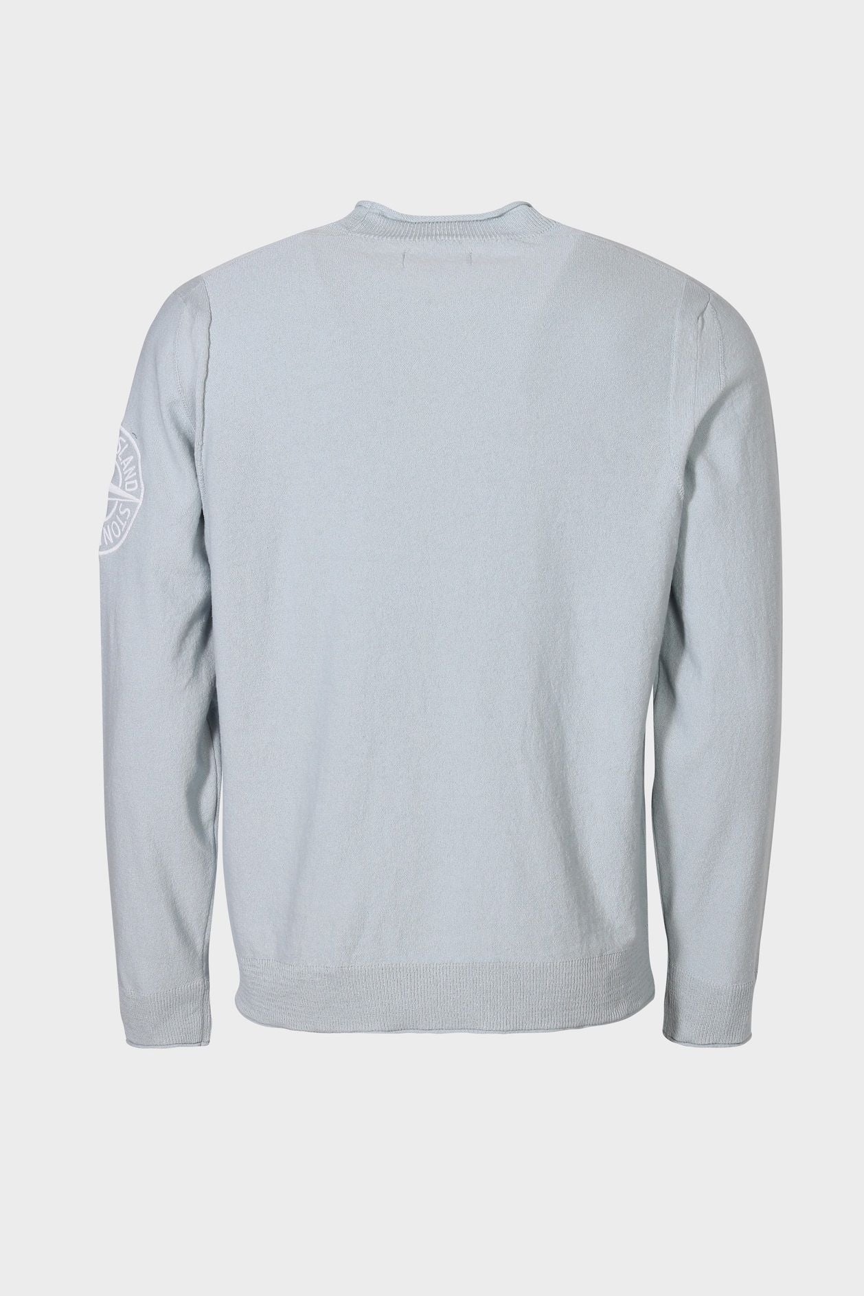 Stone Island Roll Trim Embroidered Logo Sweatshirt in Baby Blue - Image 3