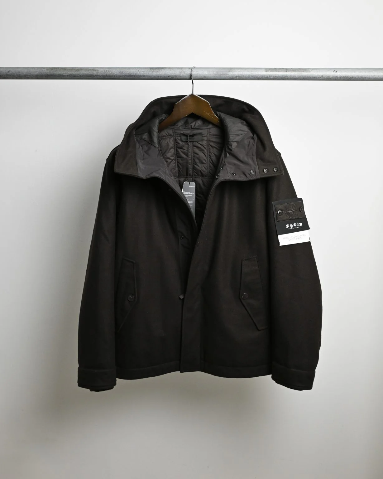 Stone Island Wool Nylon Flannel Ghost Piece In Black - Image 3
